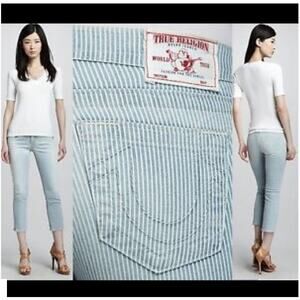 True Religion Railroad Strip Lizzy Crop Jean Size 29